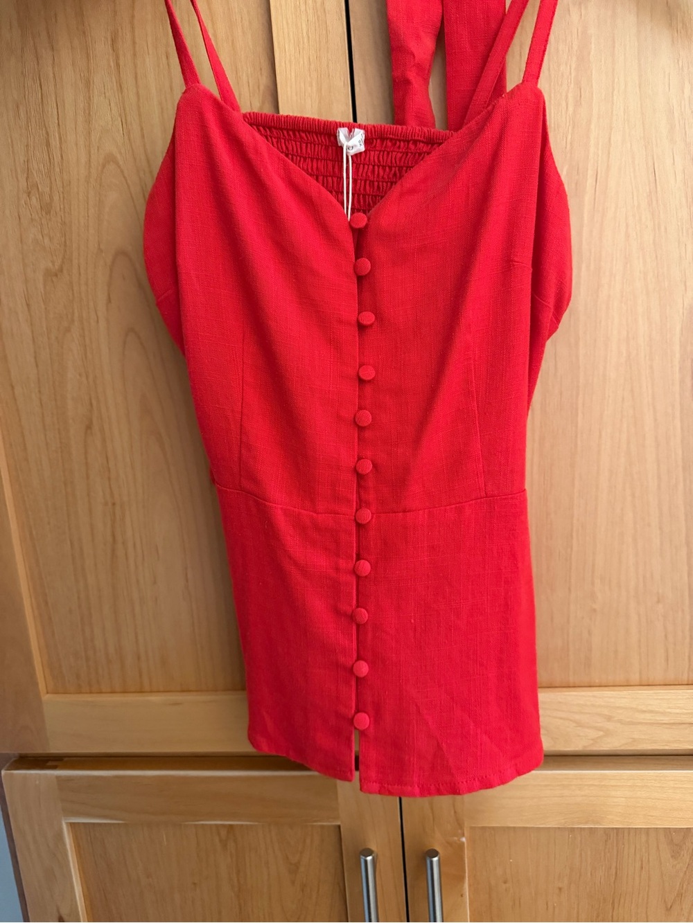 Oysho red linen top